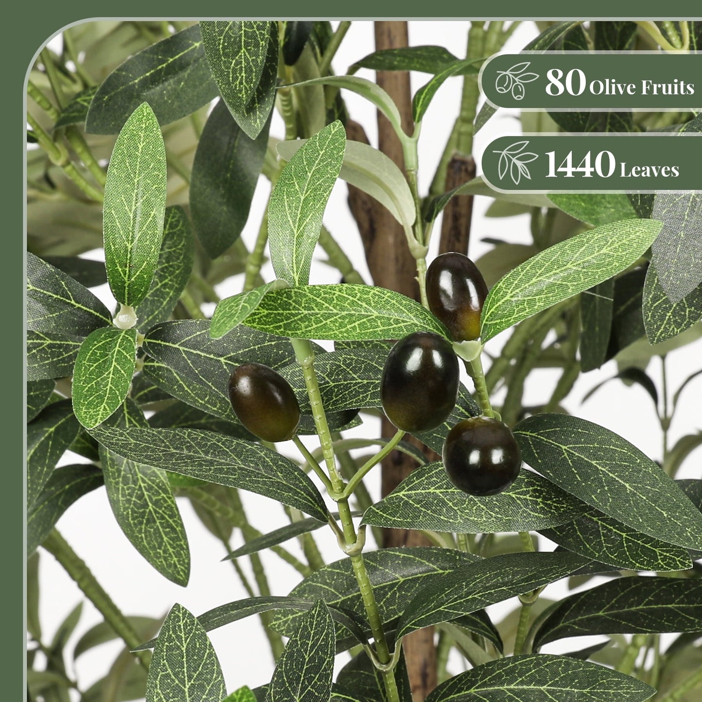 Laintene 6ft Artificial Olive Tree – Realistic Faux Olive Tree with 1440 Leaves & Black Pot, Indoor Greenery for Living Room, Office, or Home Decor, Easy Assembly