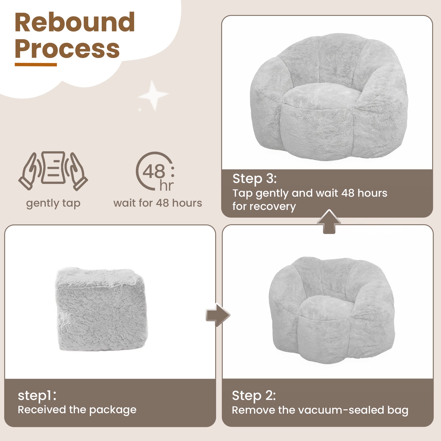 Laintene Bear Paw Bean Bag Chair, Oversized Plush Bean Bag Sofa with Armrests, Stuffed High-Density Foam, Giant Comfy Lazy Chair for Adults & Teens, Living Room, Bedroom, Game Room, Gray