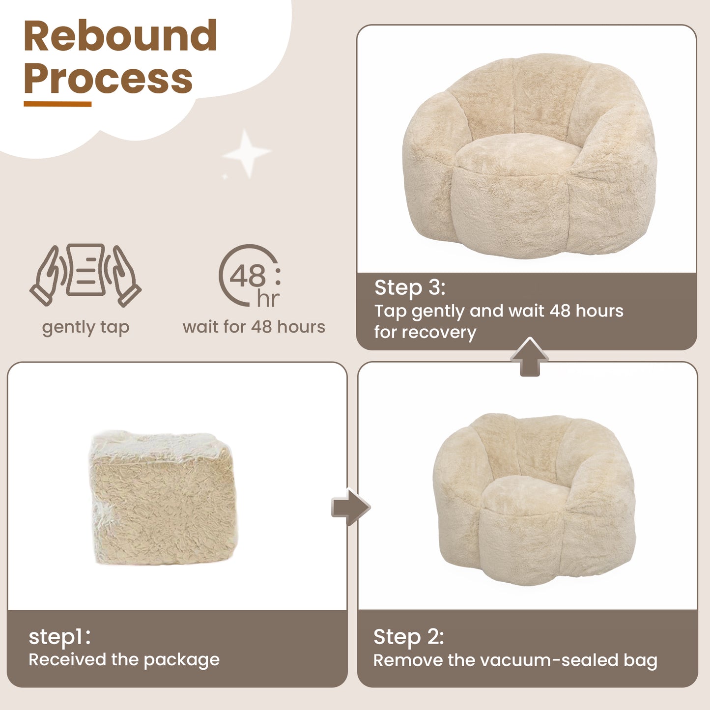Laintene Bear Paw Bean Bag Chair, Oversized Plush Bean Bag Sofa with Armrests, Stuffed High-Density Foam, Giant Comfy Lazy Chair for Adults & Teens, Living Room, Bedroom, Game Room, Beige