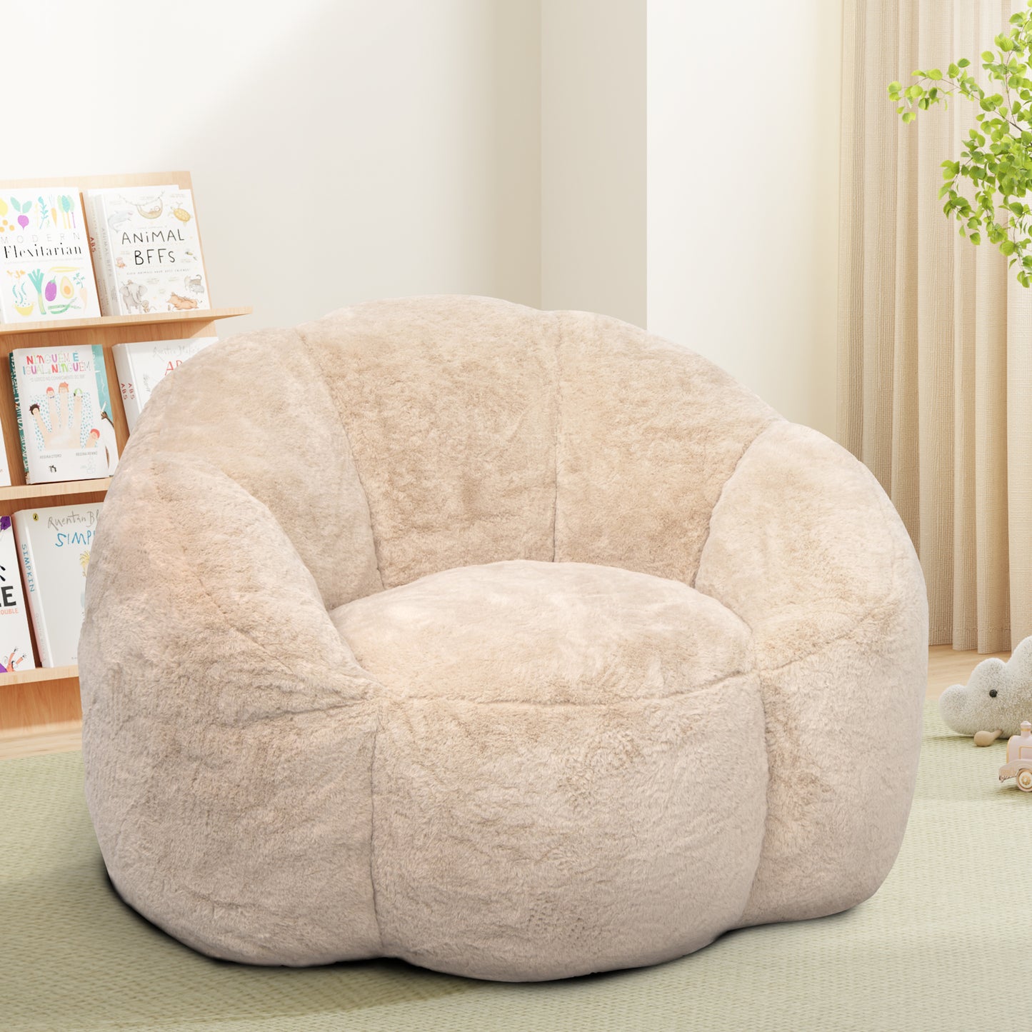 Laintene Bear Paw Bean Bag Chair, Oversized Plush Bean Bag Sofa with Armrests, Stuffed High-Density Foam, Giant Comfy Lazy Chair for Adults & Teens, Living Room, Bedroom, Game Room, Beige