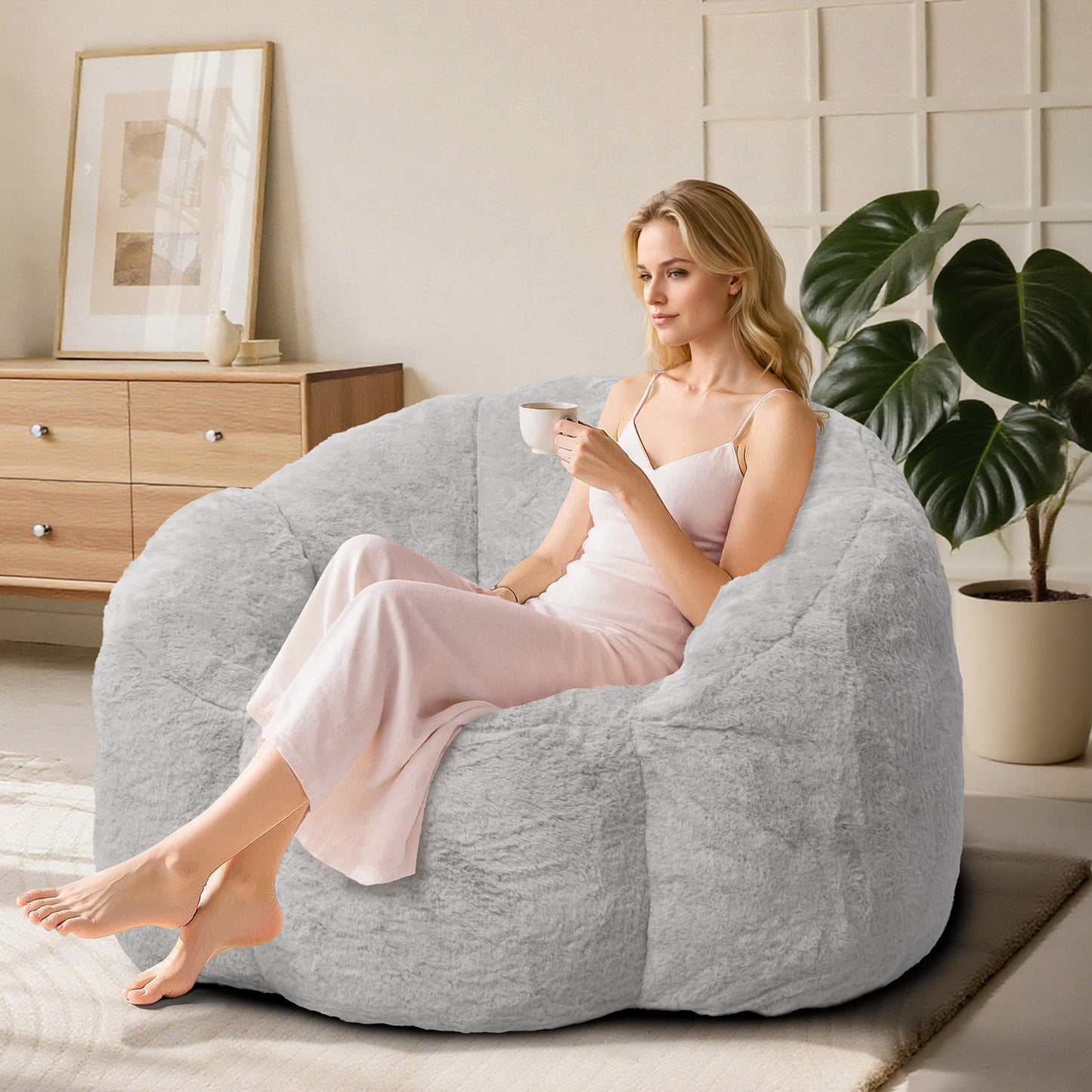 Laintene Bear Paw Bean Bag Chair, Oversized Plush Bean Bag Sofa with Armrests, Stuffed High-Density Foam, Giant Comfy Lazy Chair for Adults & Teens, Living Room, Bedroom, Game Room, Gray