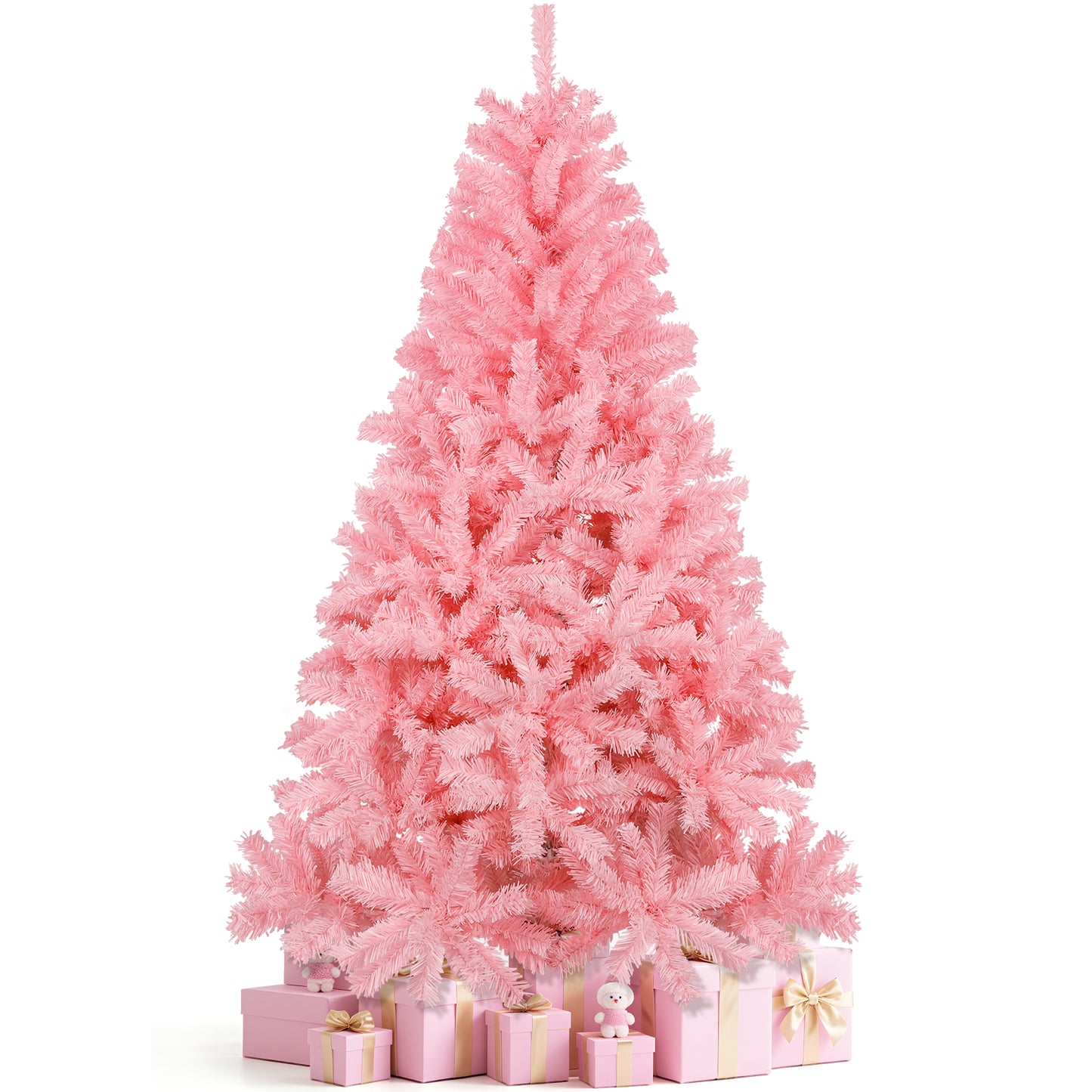 Laintene 6FT Artificial Christmas Tree with 800 Tips, Realistic Fir Xmas Tree for Indoor/Outdoor Decor, Sturdy Metal Stand, Pink