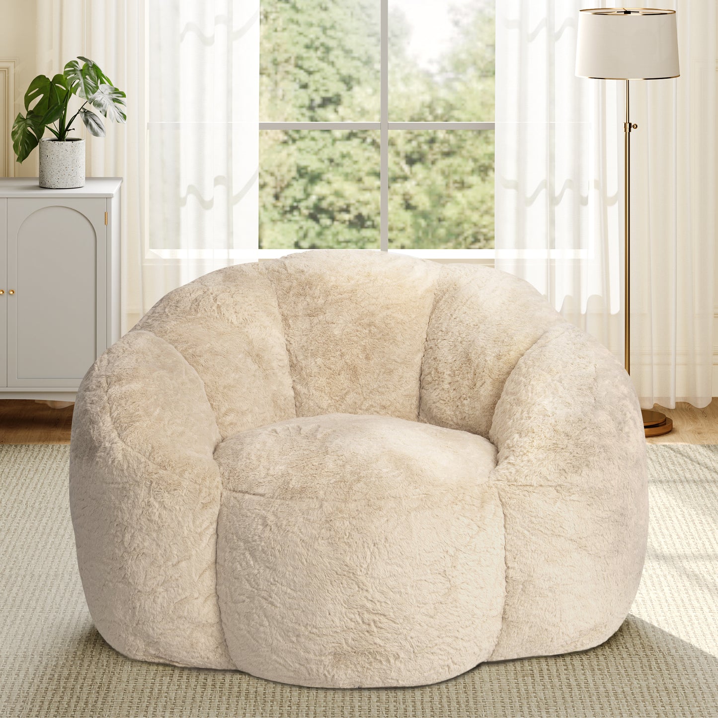 Laintene Bear Paw Bean Bag Chair, Oversized Plush Bean Bag Sofa with Armrests, Stuffed High-Density Foam, Giant Comfy Lazy Chair for Adults & Teens, Living Room, Bedroom, Game Room, Beige