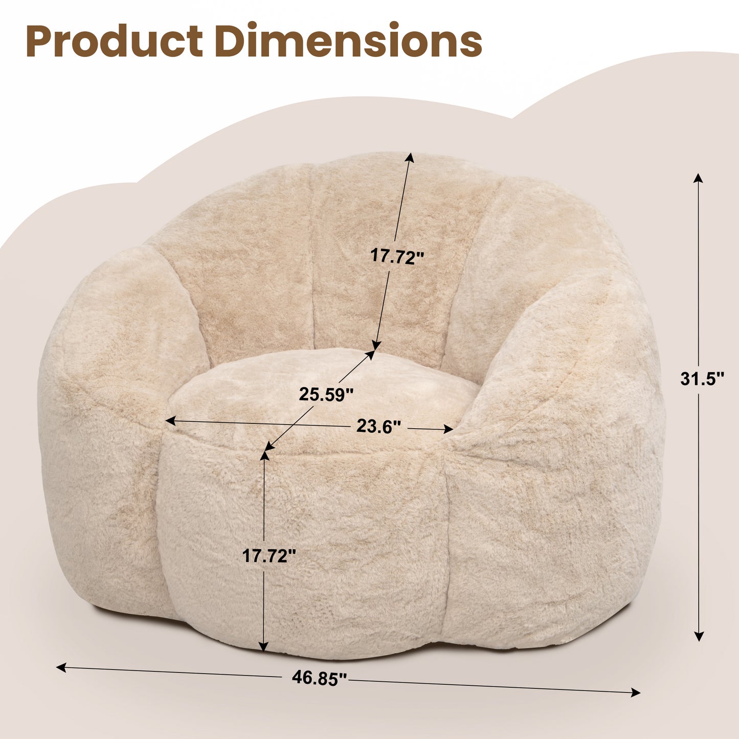 Laintene Bear Paw Bean Bag Chair, Oversized Plush Bean Bag Sofa with Armrests, Stuffed High-Density Foam, Giant Comfy Lazy Chair for Adults & Teens, Living Room, Bedroom, Game Room, Beige