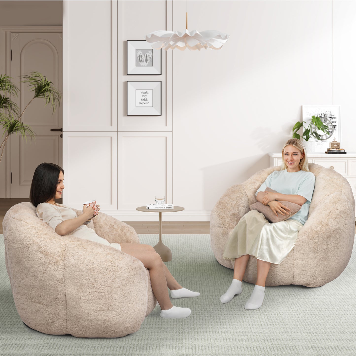 Laintene Bear Paw Bean Bag Chair, Oversized Plush Bean Bag Sofa with Armrests, Stuffed High-Density Foam, Giant Comfy Lazy Chair for Adults & Teens, Living Room, Bedroom, Game Room, Beige