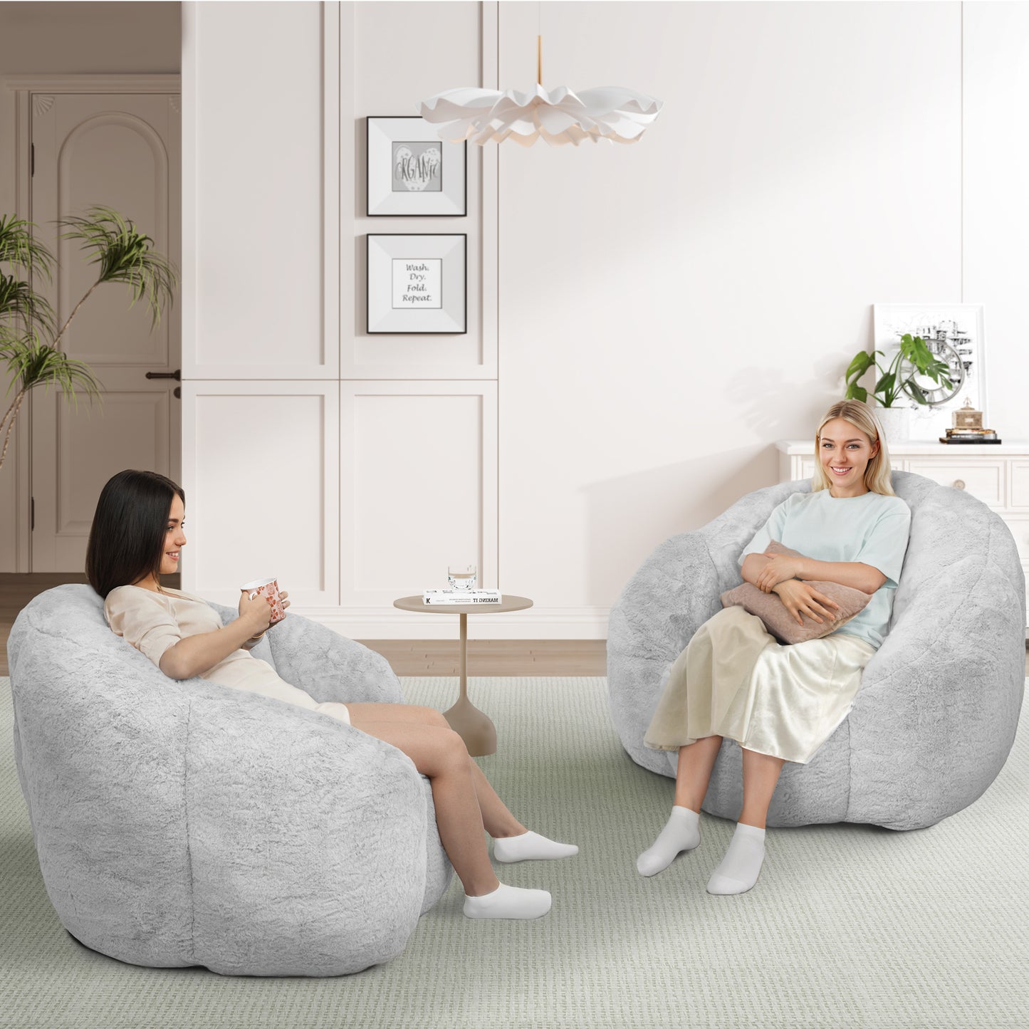 Laintene Bear Paw Bean Bag Chair, Oversized Plush Bean Bag Sofa with Armrests, Stuffed High-Density Foam, Giant Comfy Lazy Chair for Adults & Teens, Living Room, Bedroom, Game Room, Gray