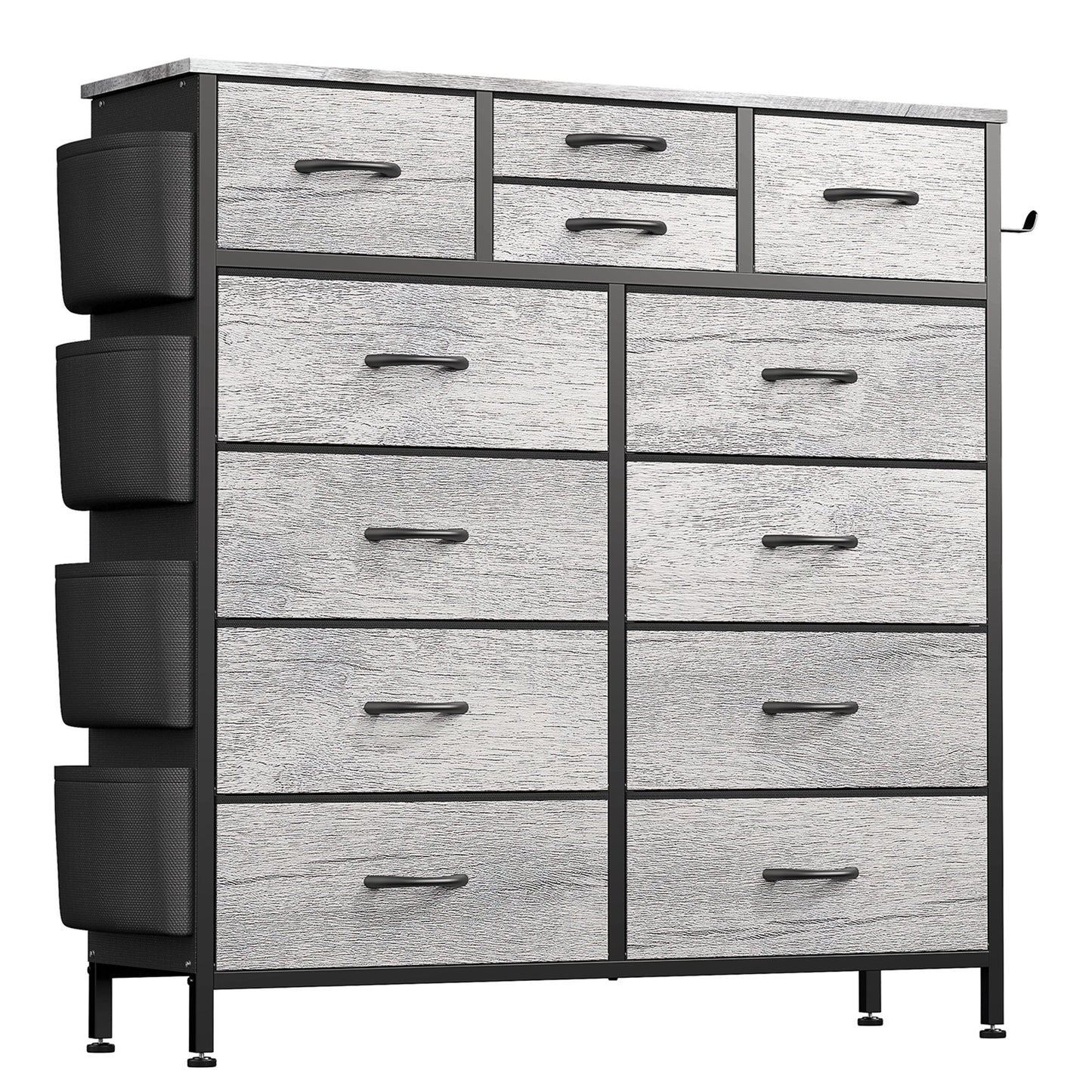 Dresser with 12 Fabric Drawer Stand Desktop Storage Cabinet for Bedroom Organization, Dorm, Front Hall Entryway, Oak