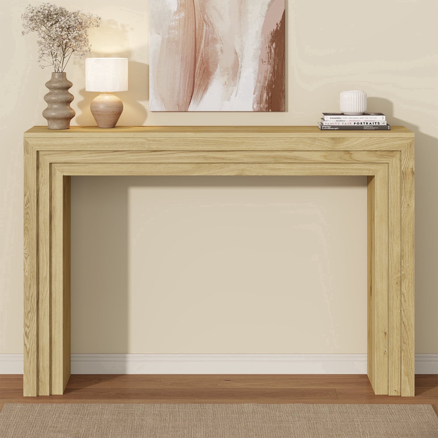Laintene 43" Entryway Table, Narrow Console Table with Storage Behind Couch Sofa Table for Entry Way Living Room, Easy Assembly, Wild Oak