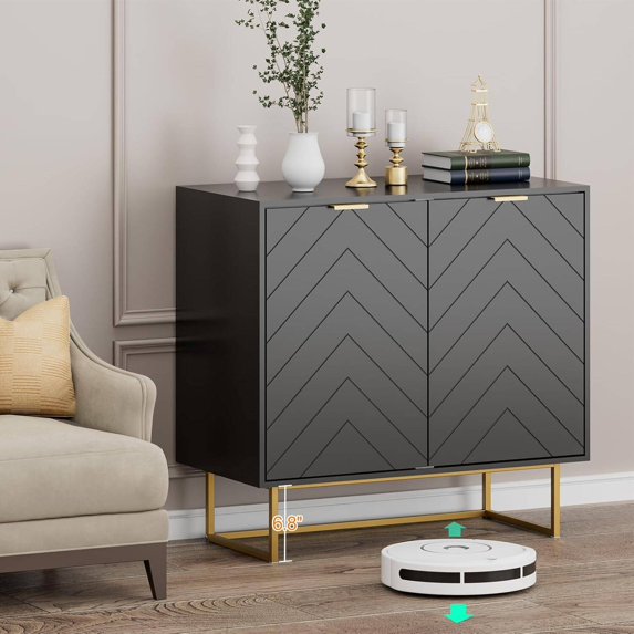 Laintene Sideboard Buffet Cabinet with Storage, Storage Cabinet with 2 Doors and Adjustable Shelves, Accent Style Sideboard for Entryway, Dining Room, Living Room, Black
