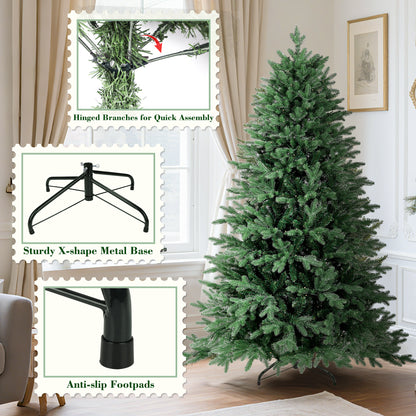 Laintene 6FT Pre-Lit Premium PE+PVC Christmas Tree | 400 Warm White LED Lights, 2085 Realistic Tips, Hinged Design with Storage Bag & Metal Stand