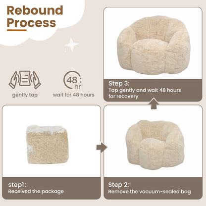 Laintene Bean Bag Chair Set of 2, Oversized Plush Bean Bag Sofa with Armrests, Stuffed High-Density Foam, Giant Comfy Lazy Chair for Adults & Teens, Living Room, Bedroom, Game Room, Beige