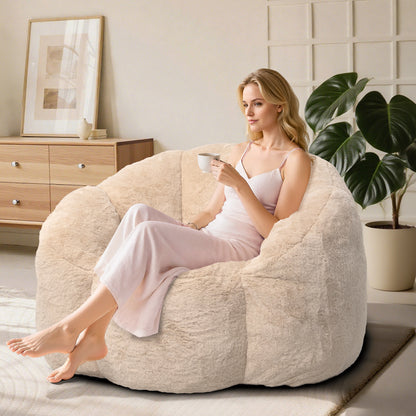 Laintene Bean Bag Chair Set of 2, Oversized Plush Bean Bag Sofa with Armrests, Stuffed High-Density Foam, Giant Comfy Lazy Chair for Adults & Teens, Living Room, Bedroom, Game Room, Beige