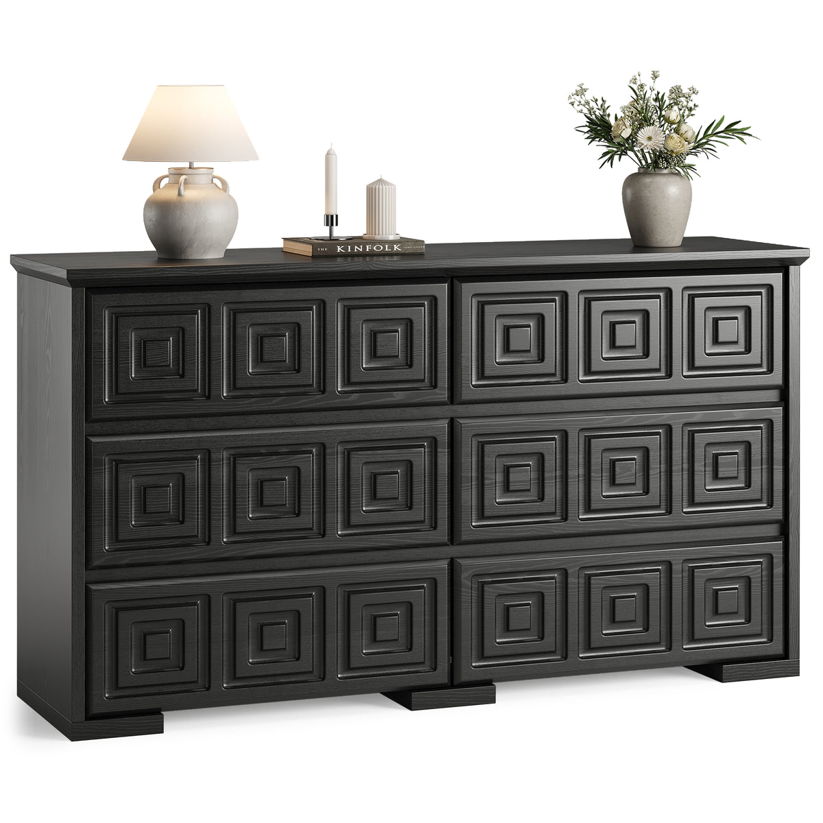 LainTene Farmhouse 6 Drawers Dresser for Bedroom, 54" Wide Wood Chest ...
