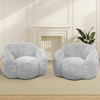 Laintene Bean Bag Chair Set of 2, Oversized Plush Bean Bag Sofa with Armrests, Stuffed High-Density Foam, Giant Comfy Lazy Chair for Adults & Teens, Living Room, Bedroom, Game Room, Gray