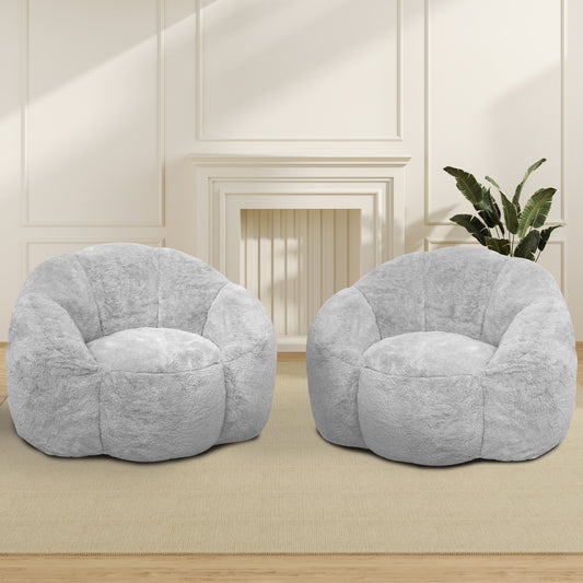 Laintene Bean Bag Chair Set of 2, Oversized Plush Bean Bag Sofa with Armrests, Stuffed High-Density Foam, Giant Comfy Lazy Chair for Adults & Teens, Living Room, Bedroom, Game Room, Gray