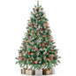 Laintene 6ft Pre-Lit & Pre-Decorated Christmas Tree | 250 Warm White LED Lights, 800 Realistic Tips, 108 Natural Decorations (Pine Cones & Berries), Hinged Design for Home/Office