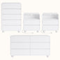Laintene Bedroom Furniture Set - Includes 6 Drawer Dresser & 5 Drawer Dresser & 3 Drawer Nightstand Set of 2 with USB, Curved Dresser and Nightstand Sets, White