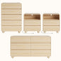 Laintene Bedroom Furniture Set - Includes 6 Drawer Dresser & 5 Drawer Dresser & 3 Drawer Nightstand Set of 2 with USB, Curved Dresser and Nightstand Sets, Natural