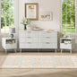 Laintene 3-Piece Boho Bedroom Set - 6-Drawer Dresser & 2 Nightstands with Drawer & USB Charging, Fluted Wooden Storage, Modern Dresser & Nightstand Combo, White