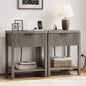 Laintene Fluted Nightstand Set of 2 - Modern Bedside Table with Drawer & Open Shelf, 2 AC Outlets + USB &Type-C for Bedroom & Living Room, Dark Grey Oak