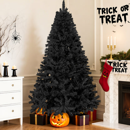 Laintene 6FT Artificial Christmas Tree with 800 Tips, Realistic Fir Xmas Tree for Indoor/Outdoor Decor, Sturdy Metal Stand, Black