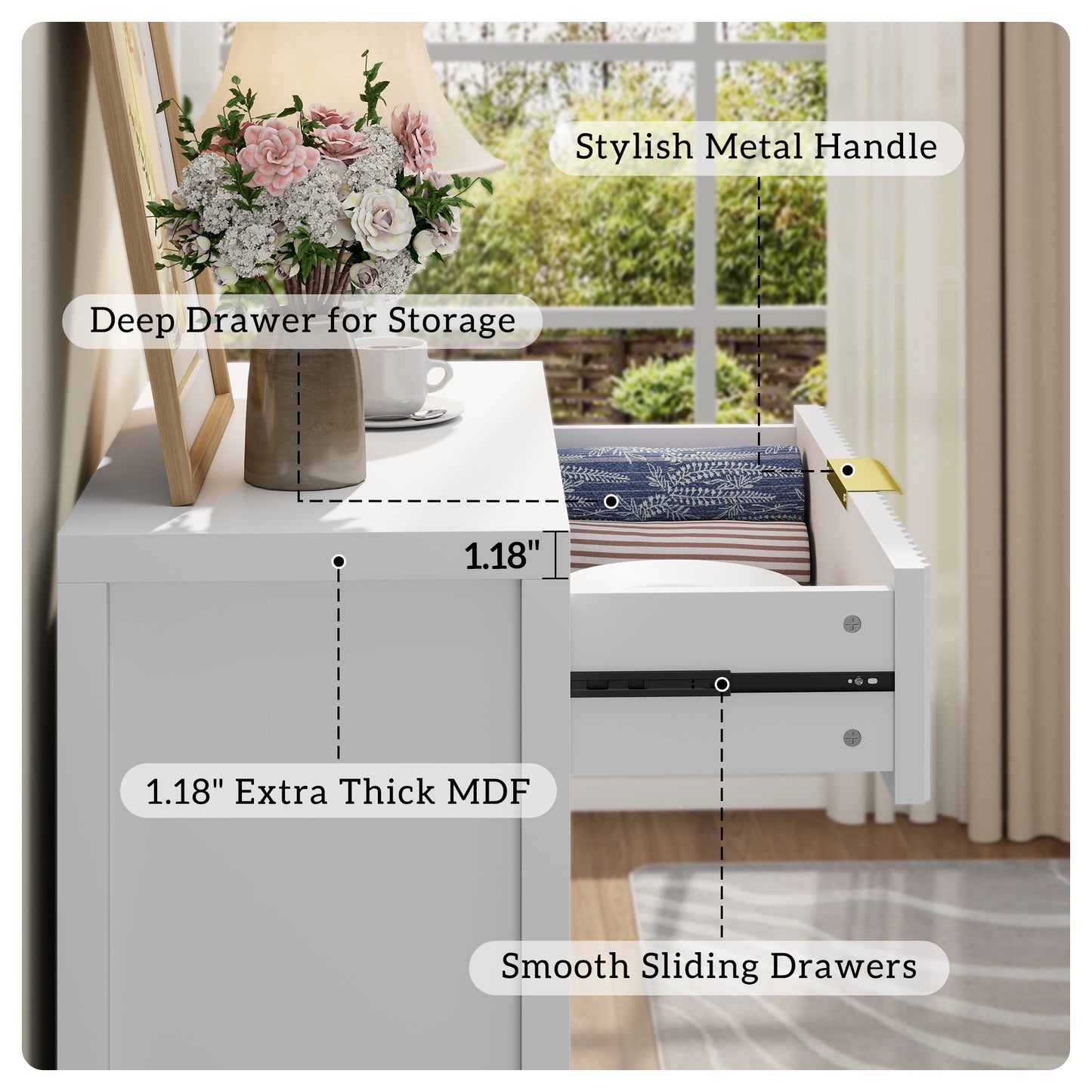 Laintene Storage Cabinet Set of 3, Sideboard Buffet Cabinet with Storage Drawer and Adjustable Shelf, 28" Wooden Accent Entryway TV Cabinet for Living Room, White