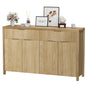 Laintene 55"L Sideboard Buffet Cabinet with Storage, Fluted Accent Storage Cabinet with Doors & Adjustable Shelves for Living Room Dining Room and Kitchen, Natural Oak
