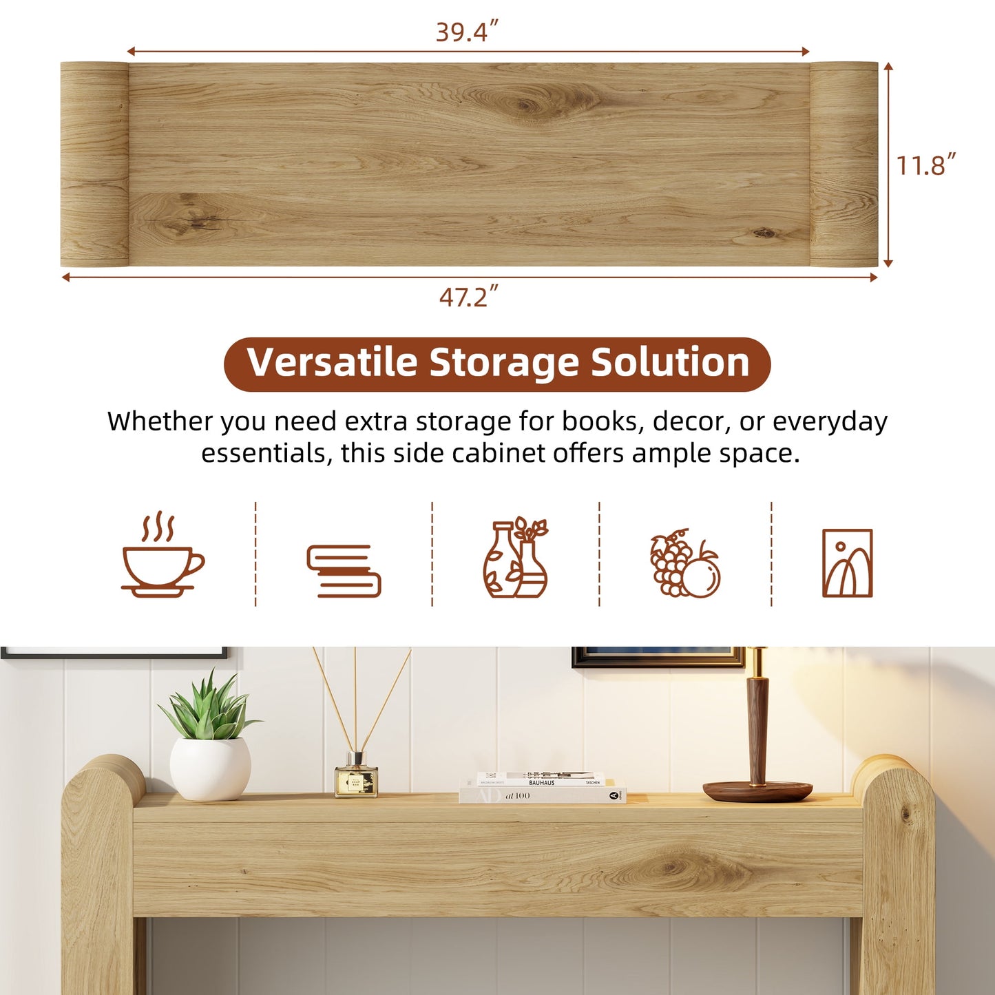 Laintene Console Table for Entryway, Wooden Sofa Table Behind The Couch, Modern Narrow Console Table for Living Room, Hallway, Walnut