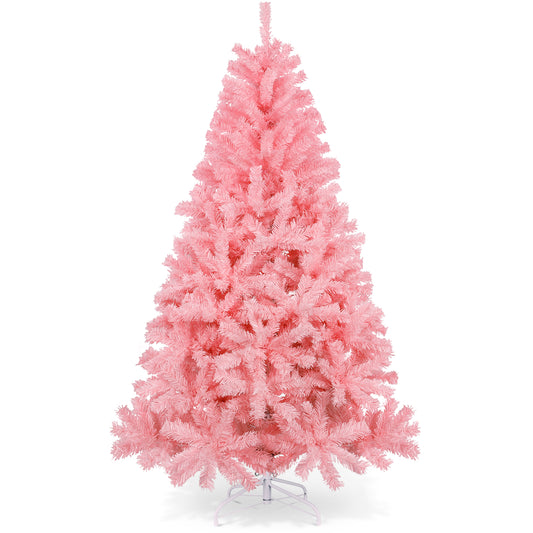 Laintene 6FT Artificial Christmas Tree with 800 Tips, Realistic Fir Xmas Tree for Indoor/Outdoor Decor, Sturdy Metal Stand, Pink