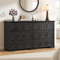 LainTene Farmhouse Dresser for Bedroom 6 Drawer, 54" Wide Wood Chest of Drawers with Carved Panel Design, Vintage Style Large Dresser for Living Room, Black
