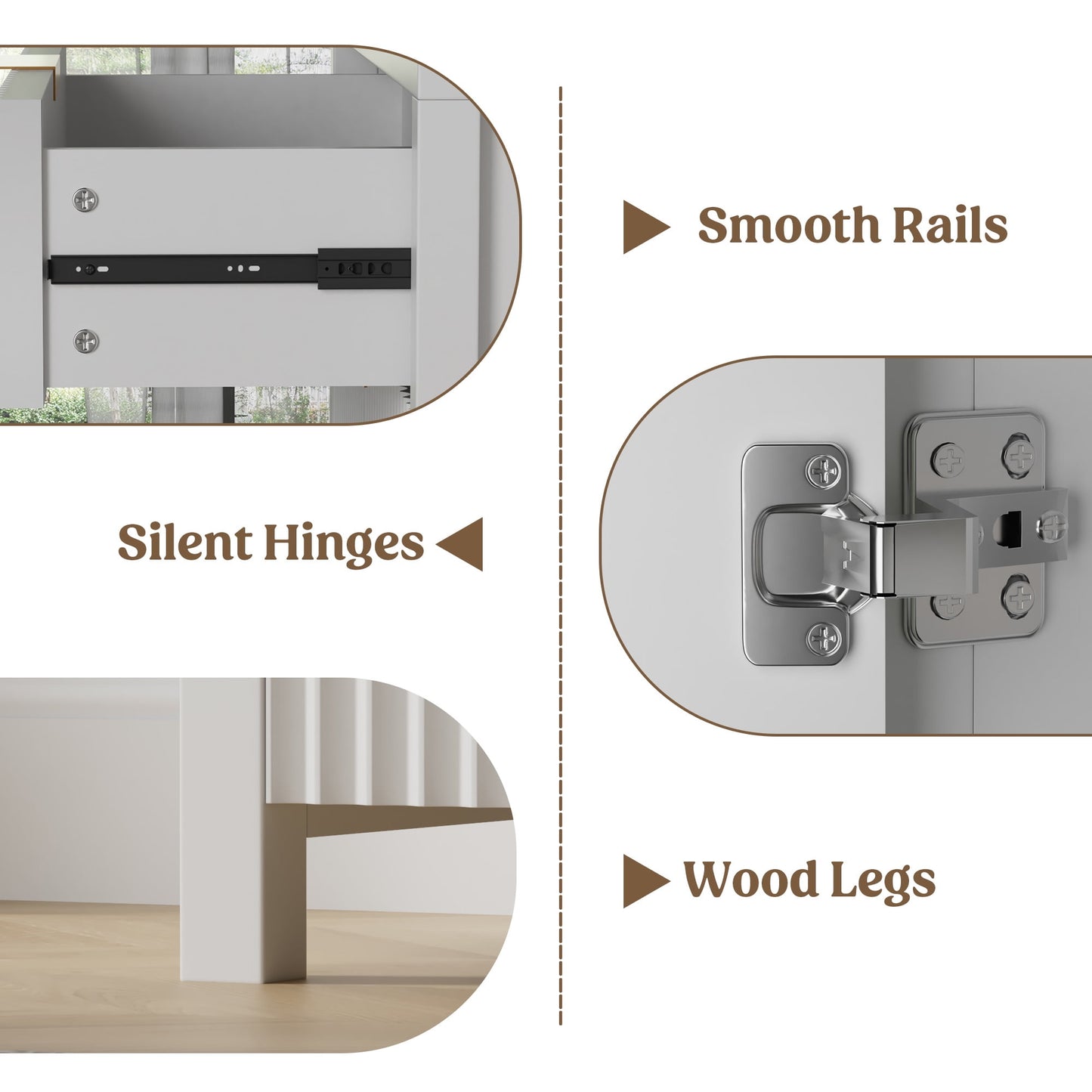 Laintene Sideboard Buffet Cabinet with Storage Drawer, Fluted Storage Cabinet with Adjustable Shelf for Dining Living Room, Entryway, White