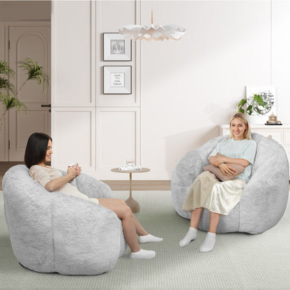 Laintene Bean Bag Chair Set of 2, Oversized Plush Bean Bag Sofa with Armrests, Stuffed High-Density Foam, Giant Comfy Lazy Chair for Adults & Teens, Living Room, Bedroom, Game Room, Gray