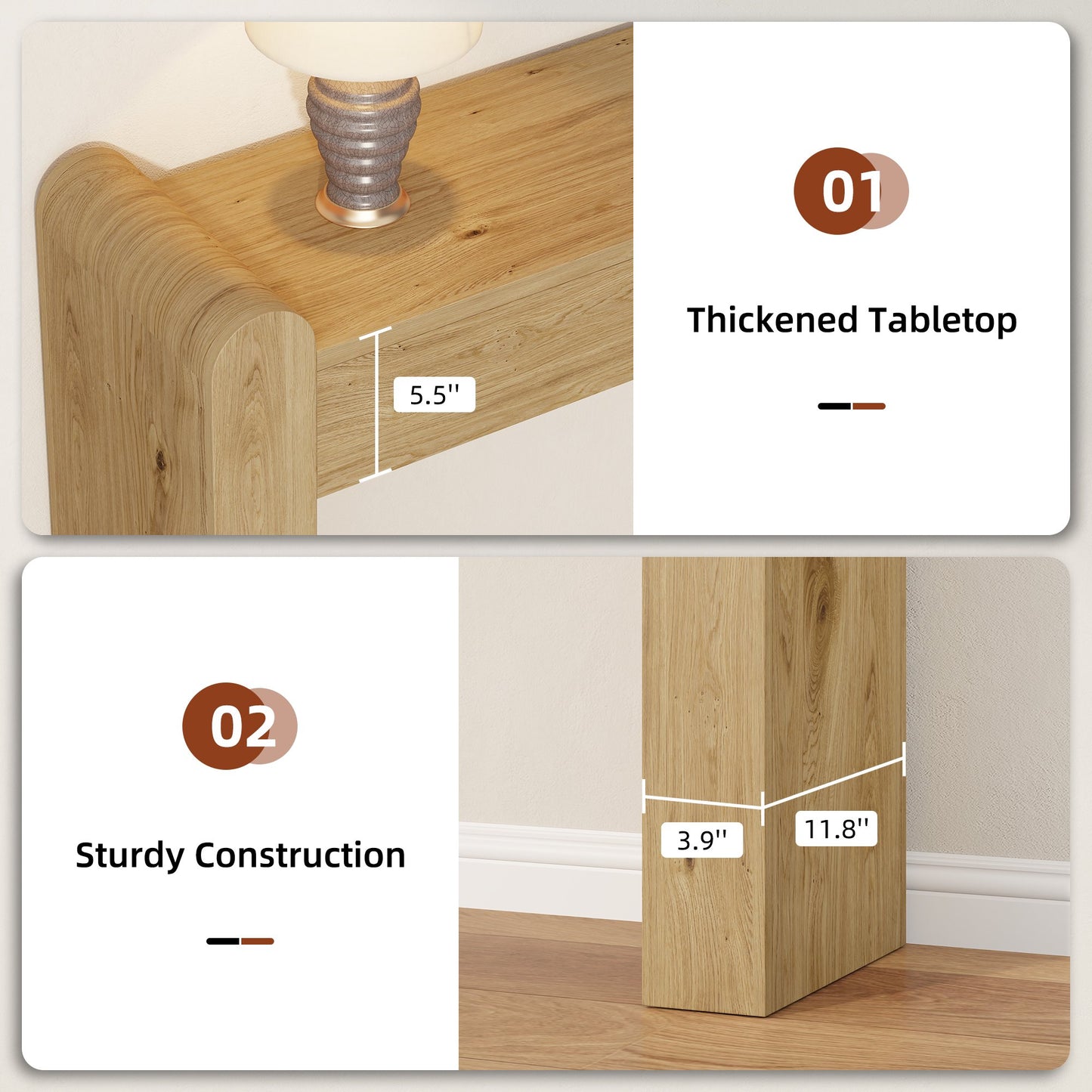 Laintene Console Table for Entryway, Wooden Sofa Table Behind The Couch, Modern Narrow Console Table for Living Room, Hallway, Walnut