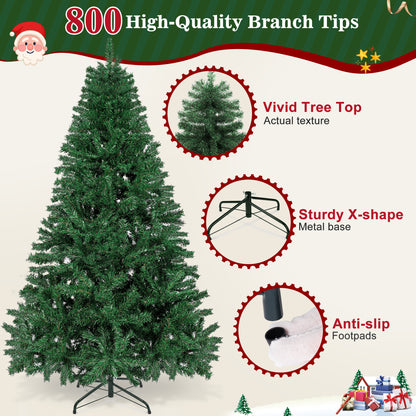 Laintene 6FT Artificial Christmas Tree with 800 Realistic Branch Tips, Premium Indoor/Outdoor Fir Xmas Tree with Sturdy Metal Stand, Easy Assembly & Storage, Green