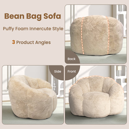 Laintene Bean Bag Chair Set of 2, Oversized Plush Bean Bag Sofa with Armrests, Stuffed High-Density Foam, Giant Comfy Lazy Chair for Adults & Teens, Living Room, Bedroom, Game Room, Beige
