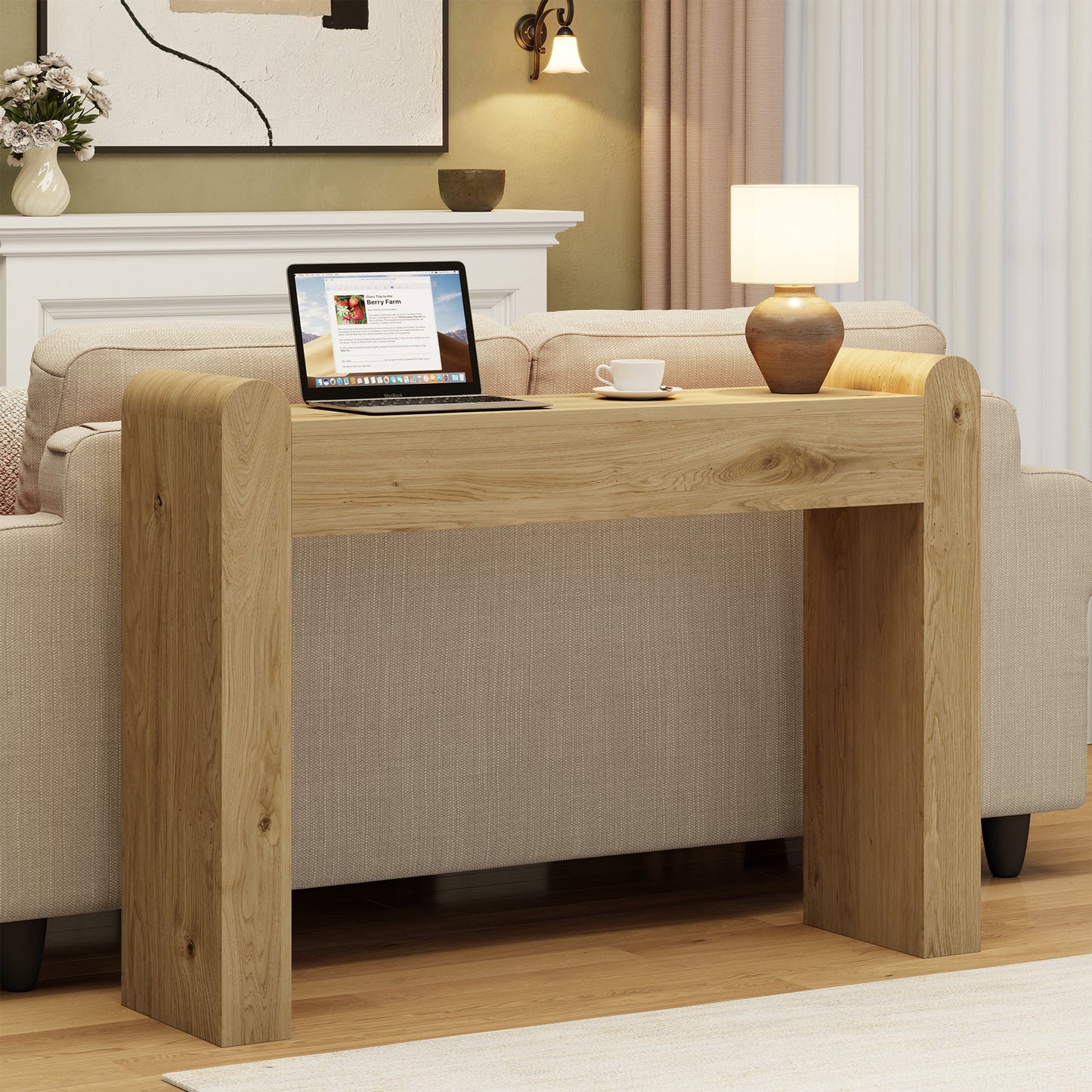 Laintene Console Table for Entryway, Wooden Sofa Table Behind The Couch, Modern Narrow Console Table for Living Room, Hallway, Walnut