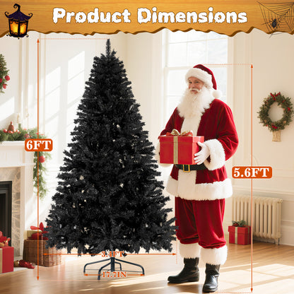 Laintene 6FT Artificial Christmas Tree with 800 Tips, Realistic Fir Xmas Tree for Indoor/Outdoor Decor, Sturdy Metal Stand, Black
