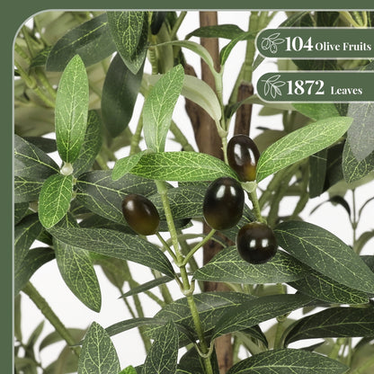 Laintene 7ft Artificial Olive Tree – Realistic Faux Olive Tree with 1872 Leaves & Black Pot, Indoor Greenery for Living Room, Office, or Home Decor, Easy Assembly