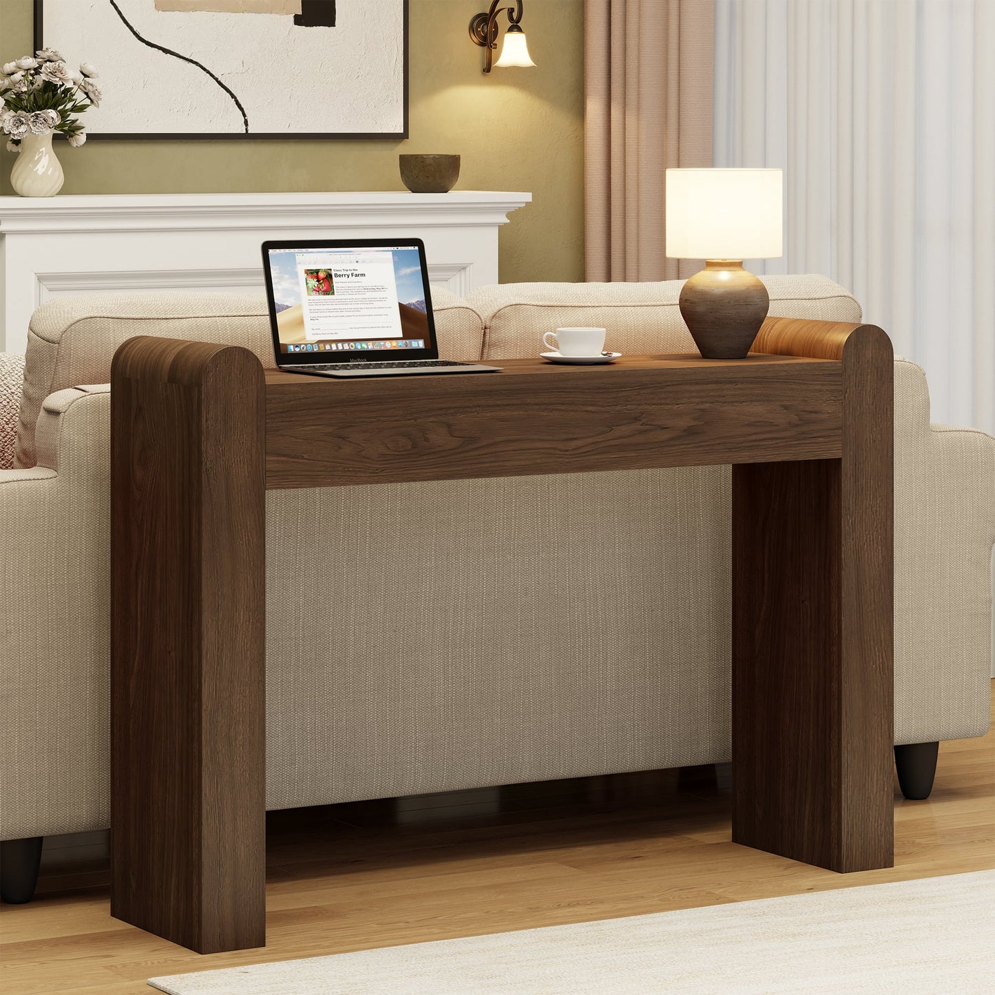 Laintene Console Table for Entryway, Wooden Sofa Table Behind The Couch, Modern Narrow Console Table for Living Room, Hallway, Natural Oak