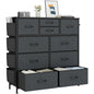 Dresser for Bedroom, Storage Organizer with 10 Drawers, Chest of Drawers with Fabric Bins, Sturdy Metal Frame, Wood Tabletop for Guest Room, Closet, Entryway, Grey
