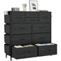 Dresser for Bedroom, Storage Organizer with 10 Drawers, Chest of Drawers with Fabric Bins, Sturdy Metal Frame, Wood Tabletop for Guest Room, Closet, Entryway, Black
