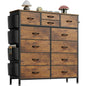 Dresser with 12 Fabric Drawer Stand Desktop Storage Cabinet for Bedroom Organization, Dorm, Front Hall Entryway, Brown