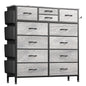 Dresser with 12 Fabric Drawer Stand Desktop Storage Cabinet for Bedroom Organization, Dorm, Front Hall Entryway, Oak