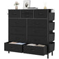 Dresser with 12 Fabric Drawer Stand Desktop Storage Cabinet for Bedroom Organization, Dorm, Front Hall Entryway, Black PU