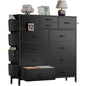 Dresser with 12 Fabric Drawer Stand Desktop Storage Cabinet for Bedroom Organization, Dorm, Front Hall Entryway, Black PU