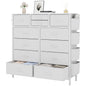 LainTene Fabric Dresser with 12 Drawers Dresser for Bedroom Chests of Drawers Storage Tower for Living Room, White