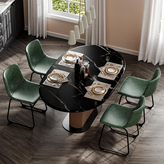 LainTene 18" PU Leather Dining Chairs Set of 4 – Modern Counter Height Kitchen & Bar Stools with Ergonomic Back, Steel Frame & Non-Slip Feet for Home, Café, Restaurant, Green