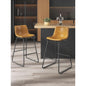 LainTene 26" Bar Stools Set of 2 – Faux Leather Counter Height Stools with Backrest & Footrest, Heavy-Duty Metal Frame for Kitchen, Bar, Living Room, Brown