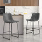 LainTene 26" PU Leather Bar Stools Set of 2 – Modern Counter Height Stools with Back, Footrest & Sturdy Metal Legs for Kitchen, Bar, Living Room, Gray