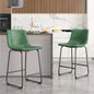 LainTene 26" PU Leather Bar Stools Set of 2 – Modern Counter Height Stools with Back, Footrest & Sturdy Metal Legs for Kitchen, Bar, Living Room, Green